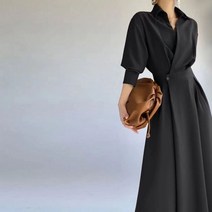 여성 정장원피스 트렌치 허리라인 랩 하객룩 돌잔치 원피스