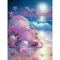 판타지 해변풍경 보석십자수 키트 diy 취미 힐링 태교, 30x40cm 원형, R
