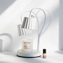 더아로마샵 플렉서블 캔들워머 화이트 할로겐 전구1P 포함+무향 소이캔들+USDA 라벤더 아로마오일 세트