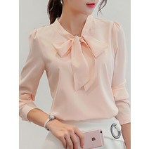 왕리본 블라우스 여성 리본 셔츠 18
