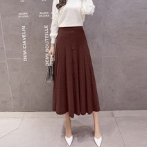 [PINK LITCHI]빅사이즈 밴딩 소프트니트 울 모직 a라인 플레어 주름 플리츠 롱스커트