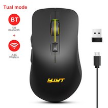게이밍마우스 게임용 컴퓨터 24G 무선 마우스 Bluetooth51 더블 모드 컴퓨터 게이머 인체 공학적 2400 인치, 01 black, 한개옵션1