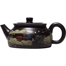 Zhijing 오후 티 보라색 점토와 차 컵 세트 크리 에이 티브 다 홍콩 Pao 중국어 yixing zisha 냄비(Black), 1000ml, 검은색