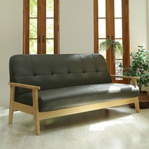 필우드가구 카라 원목 인조가죽 3인용소파, 다크그레이