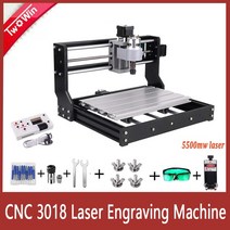 레이저 각인기 마킹기 조각기 커팅기 레터링 이니셜 금속 유리 가죽 CNC 3018 Pro 10w/15w 밀링 머신 3 축 GRBL 제어 조각 기계 DIY 목재 라우터 레이저각인기, CHINA, 5500mw laser, 3018 pro add offline