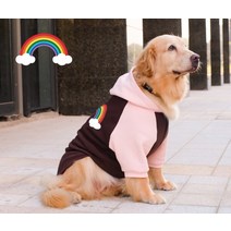 댕댕샤 유기견후원 무지개 후드티 대형견 귀여운 레인보우 후드티 강아지 옷, 브라운