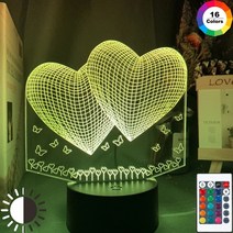 3D 홀로그램 팬 프로젝터 디스플레이 로맨틱 3d 밤 램프 심장 아크릴 레이저 조각 대, 7가지 색상 리모컨 없음