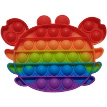 KC인증 팝잇업 레인보우 뽁뽁이 무지개꾹꾹이 푸쉬팝 스트레스 해소 장난감, 꽃게