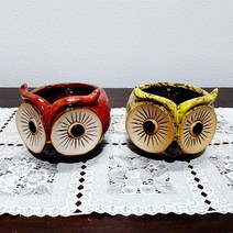 쇼핑아트 도자기부엉이화분(2907) (7), 옐로우