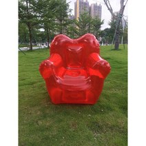 투명 에어소파 캠핑용 빈백 튜브 디자인 휴대용 에어, 투명 소파+핸드펌프