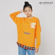 에어워크 주니어 루즈핏 체크 레이어드 맨투맨 티셔츠