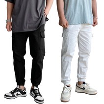MSD스토어 린넨 스판 테이퍼드 데일리 크롭 카고 조거 팬츠