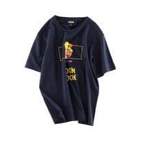 CATCHDEE 오리지널 디자인 남성 여름 옷 만화 애니메이션 심슨 느슨한 패션 블루 반팔 티셔츠 조수