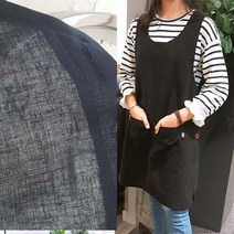 더앤 여름 블랙 여름린넨 빅포켓 앞치마, 빅사이즈(가슴둘레 136)
