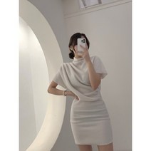 단독선공개 꾸띠 뽀송 에르제 앙고라 드레이프 캡소매 셔링 반목 폴라 미니 원피스 버전 5color
