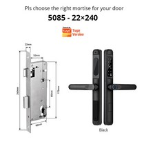 TTLock-앱 방수 스마트 지문 암호 카드 도어 잠금 브릿지 컷 알루미늄 합금 야외 당김 푸시 슬라이딩 도어, 04 5085B
