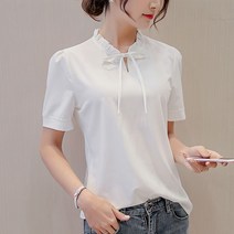 나시 반팔 블라우스 여성스러운 쉬폰 데이트룩 빅사이즈 남방 티셔츠 여자 손예진 이일화 프린팅 자켓형 서른아홉 핑크 얇은 송혜교 세미크