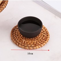 라탄소품 라탄등 라탄스툴 수제 직조 등나무 코스터 10CM 다용도 단열 데지 방지 둥근 티 컵 매트 냄, 01 Diameter 10cm