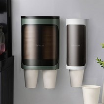 무료 [19001541 ] 반투명 컵 디스펜서 1구 2구 부착식 종이컵홀더 종이컵걸이 정수기 벽면 종이컵거치대, 반투명컵홀더2구 백색