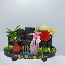한반도농원 C57-2. 꽃타원미니 검정 풍란   카네이션 참숯 숯분재 생일선물 답례품 체험학습용, 1개