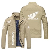 바이크자켓 라이딩자켓 2021 봄 가을 자켓 남성 여성 혼다 자동차 로고 프린트 캐주얼 윈드 브레이커 하라주쿠 슬림 트렌드 오토바이 자켓 남성 코트, 아시아 XXXL, 카키색 옷감