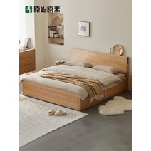 led 퀸침대 신혼침대 원래 요소 단단한 나무 침대 북유럽 1.8m 1.5 오크 상자 현대 스토리지 더블 F8013, [04] 검은 호두나무-오크베리 침대낮은 수납함--, [04] 1200mmx2000mm, [01] 박스 프레임 구조