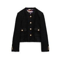 자라 트위드 자켓 여성 스트럭처 버튼 ZARA 블랙 시크 포켓 정장