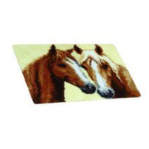GHSHOP Diy 러그 키트 다채로운 동물 래치 후크 키트 쿠션 커버 러그 만들기 키트 diy 인쇄 된 캔버스 패턴 60x40cm, 아크릴 섬유, 말