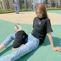 개플룩 댕플룩 강아지 트윈룩 견주 커플룩 후드티 시밀러룩, 블랙색