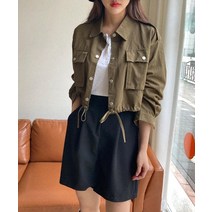 크로앙 포켓 버튼 크롭 야상
