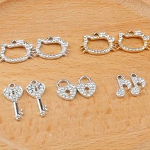 5PCS 헬로키티 펜던트 액세서리 재료 DIY 액세서리 키 잠금 음표 펜던트 케이티 캣 펜던트, 케이티실버20*17mm, 한 개