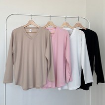 위쉬몰 / 빅사이즈사랑해요 G503L202 무지라운딩브이넥티 GO