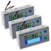 저전압 부저 알람 10-100V 디지털 배터리 용량 테스터 배터리 측정기가있는 배터리 측정기 모니터, 3pcs., 회색