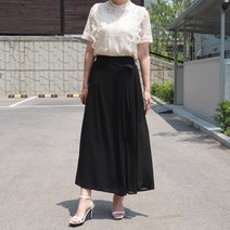 다나나나 와이드 9부 쉬폰 플리츠 랩 여름 밴딩 팬츠