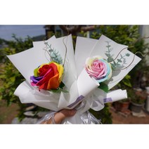 올랑올랑 레인보우 비누장미 꽃다발 로즈데이, 파스텔