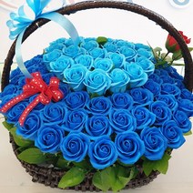 비누장미 하트블루 장미 100송이 비누꽃바구니 생일 기념일 프로포즈 결혼기념일 꽃선물