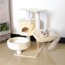 고양이 용품 캣타워 장난감 고양이집 반려묘, 베이지 색 대형 해먹 18kg 이내 적합