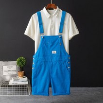작업복 반바지 5부 남자멜빵바지 빅사이즈