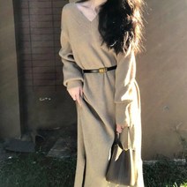 Gloade 루즈핏 V넥 니트 원피스