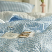 데코뷰 스윗 블루체크 시어서커 여름차렵이불세트 Q