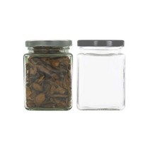[유리병] 사각꽃차410 1개 410ml, 흰색마개