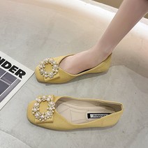 묘먀미 럭셔리 진주큐빅 장식 여성 플랫슈즈 1cm