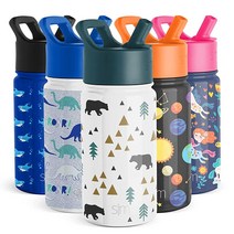 Simple Modern 아동용 인설레이트 리쥬에이블 텀블러 빨대 뚜껑 포함 414ml 스테인리스 스틸 서밋 컬렉션 파우 패트롤 체스 온 더 케이스, 14oz, Beary Forest