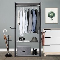 3평 원룸 자취방 필수템 2단 깔끔한 행거 스텐딩 인테리어 모던 옷정리 드레스룸, 내추럴블랙80x40x170