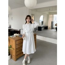 하이넥 프릴 맥 롱 쉬폰 가을 예쁜 긴팔 원피스 샤랄라 플리츠 화이트 블랙 수입 SY