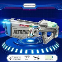 완전 자동 전기 물총 충전식 장거리 연속 발사 공간 파티 게임 튀는 어린이 장난감 소년 선물 여름 동적 조명, 중국, 그레이 1병