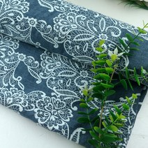 [동대문원단]샤프란 SS 면소재 직기원단 자수느낌, 네이비