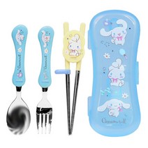 [한여름] 시나모롤 익스슬림 스텐젓가락스푼포크 케이스 세트, 수저+포크+젓가락+케이스