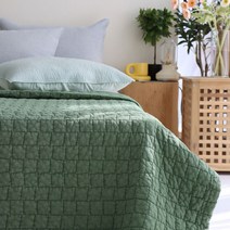 포그나미 데일리 네이쳐 60수 아사 순면 피그먼트 워싱 이불겸 스프레드(SS/Q/K) 45종, --, 그리드(K)/그린