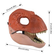 공룡가면 led 가면 헤드 기어 디노 축제 3d 랩터 무서워 공포 역할 놀이 소품 크리스마스 선물, 빨간색